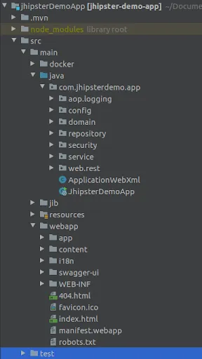 Structure d'un projet Jhipster